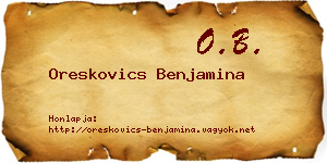 Oreskovics Benjamina névjegykártya